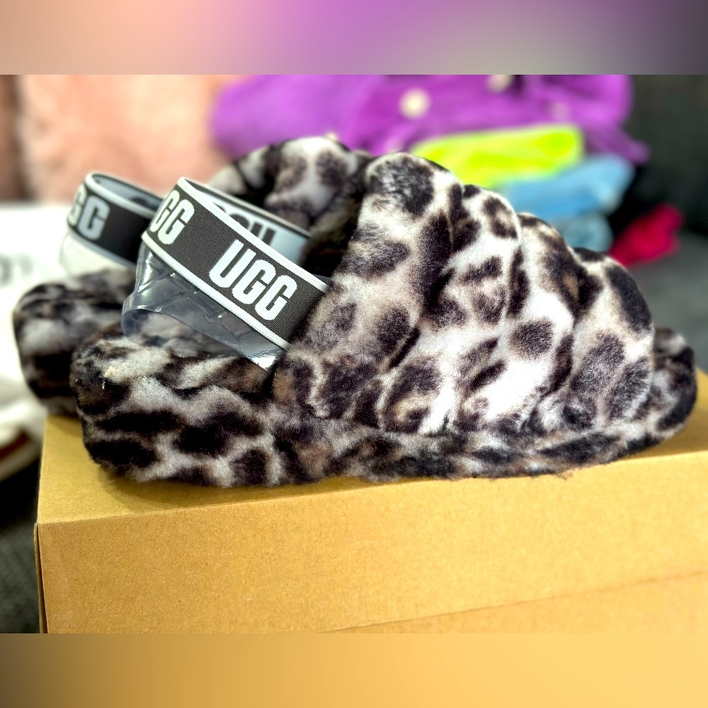 UGG Women's Fluff Yeah Slide Panther Print Slippers